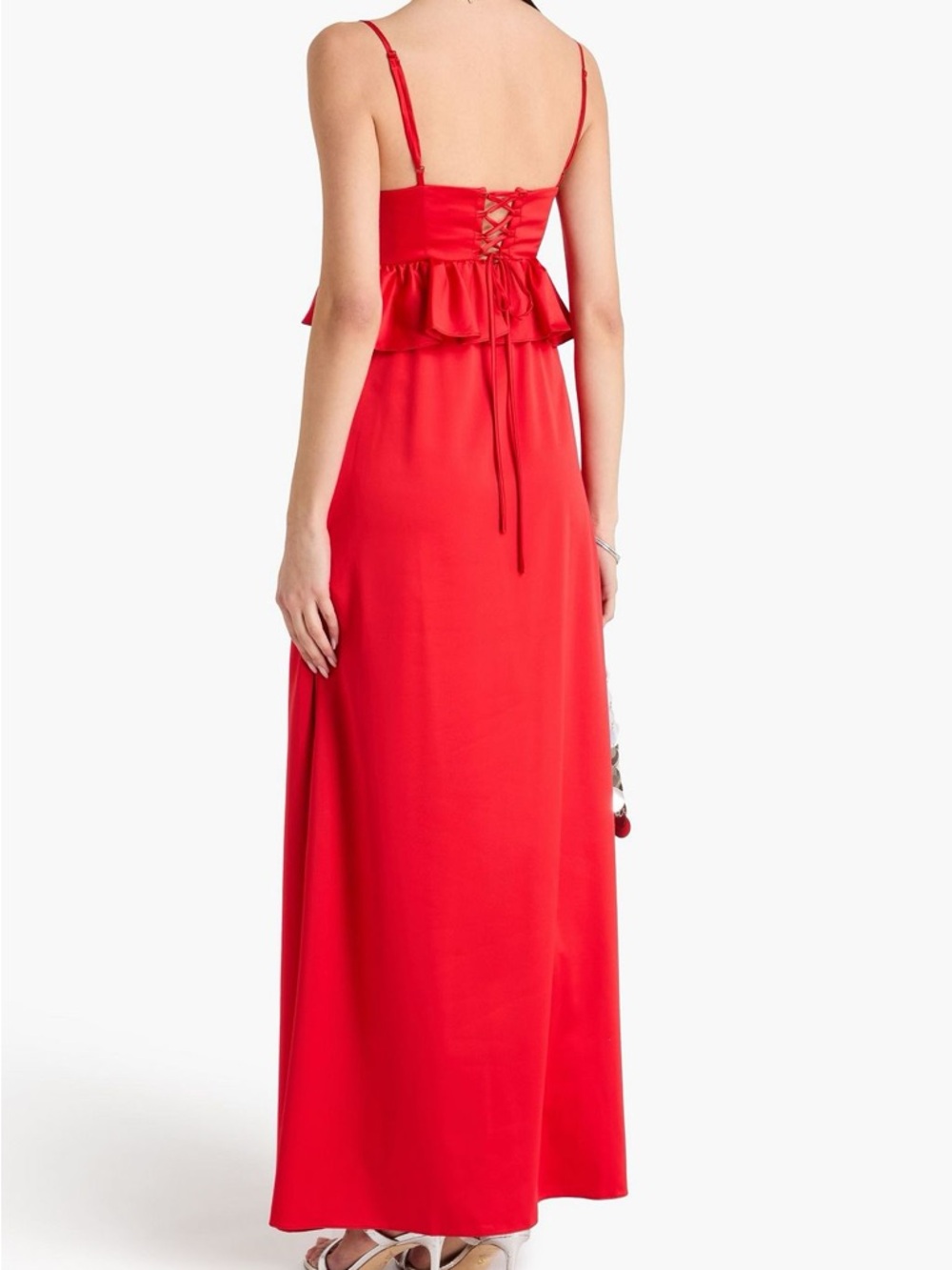 Kika Vargas Tuckernuck Scarlet Ruffled Satin Maxi Dress Size Large NWT - Picture 2 of 7